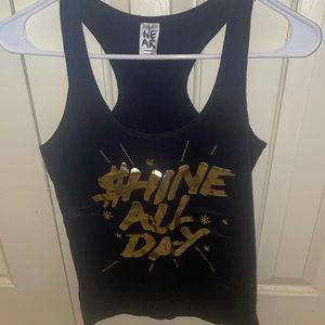 Black and gold fitted Zumba racer back tank top